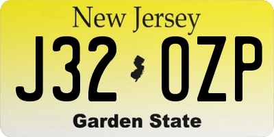 NJ license plate J32OZP