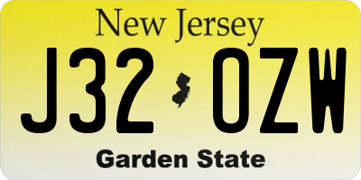 NJ license plate J32OZW
