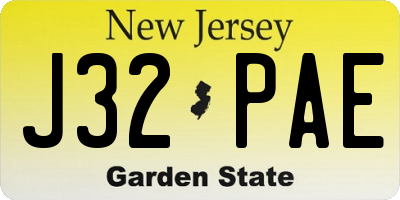 NJ license plate J32PAE