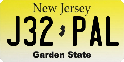 NJ license plate J32PAL