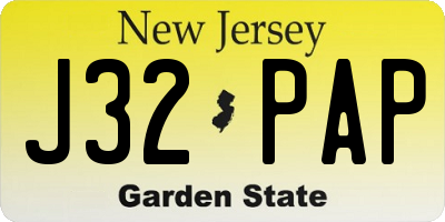 NJ license plate J32PAP