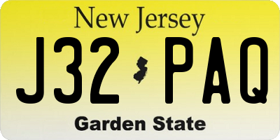 NJ license plate J32PAQ