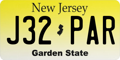 NJ license plate J32PAR