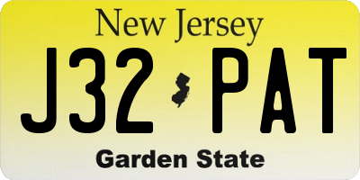 NJ license plate J32PAT