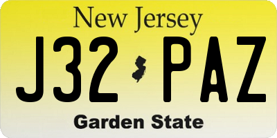 NJ license plate J32PAZ