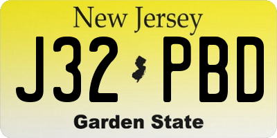 NJ license plate J32PBD