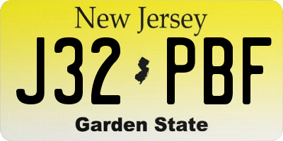 NJ license plate J32PBF