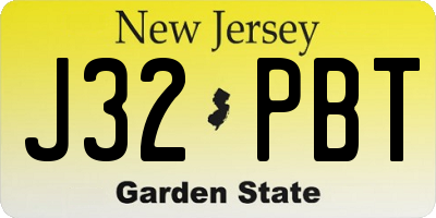 NJ license plate J32PBT