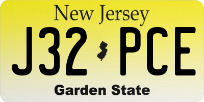 NJ license plate J32PCE