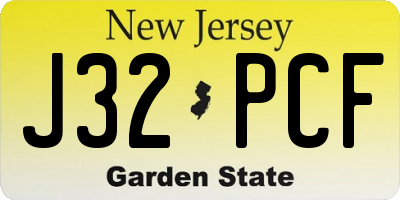 NJ license plate J32PCF