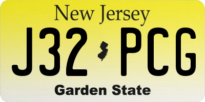 NJ license plate J32PCG