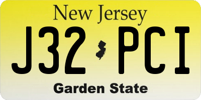 NJ license plate J32PCI