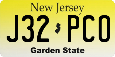 NJ license plate J32PCO