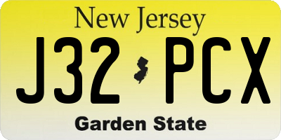NJ license plate J32PCX