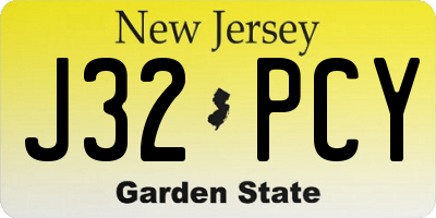 NJ license plate J32PCY