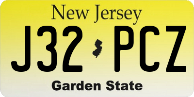 NJ license plate J32PCZ