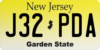 NJ license plate J32PDA