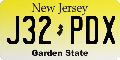 NJ license plate J32PDX
