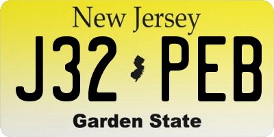 NJ license plate J32PEB