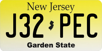 NJ license plate J32PEC