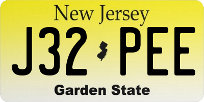 NJ license plate J32PEE