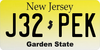 NJ license plate J32PEK
