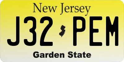 NJ license plate J32PEM