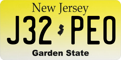 NJ license plate J32PEO