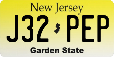 NJ license plate J32PEP