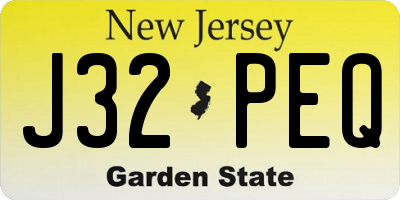 NJ license plate J32PEQ