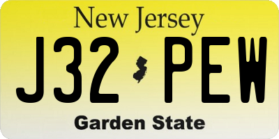 NJ license plate J32PEW