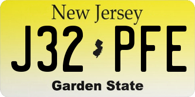 NJ license plate J32PFE