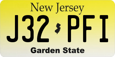 NJ license plate J32PFI