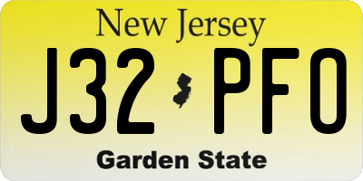 NJ license plate J32PFO