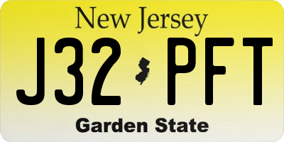 NJ license plate J32PFT