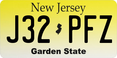 NJ license plate J32PFZ