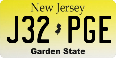 NJ license plate J32PGE