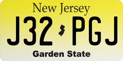 NJ license plate J32PGJ