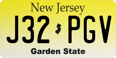 NJ license plate J32PGV