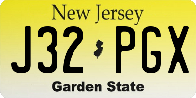 NJ license plate J32PGX
