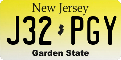 NJ license plate J32PGY
