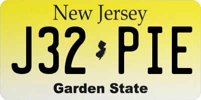 NJ license plate J32PIE
