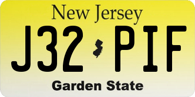 NJ license plate J32PIF