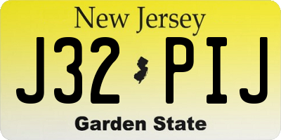 NJ license plate J32PIJ