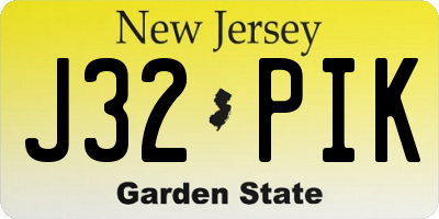 NJ license plate J32PIK