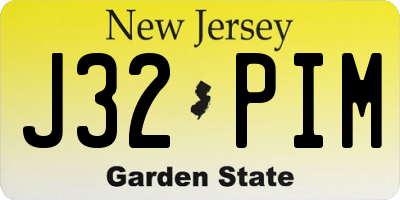 NJ license plate J32PIM