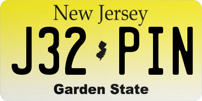 NJ license plate J32PIN