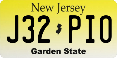 NJ license plate J32PIO