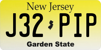 NJ license plate J32PIP