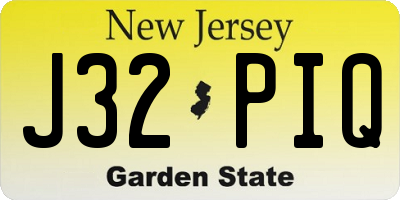 NJ license plate J32PIQ